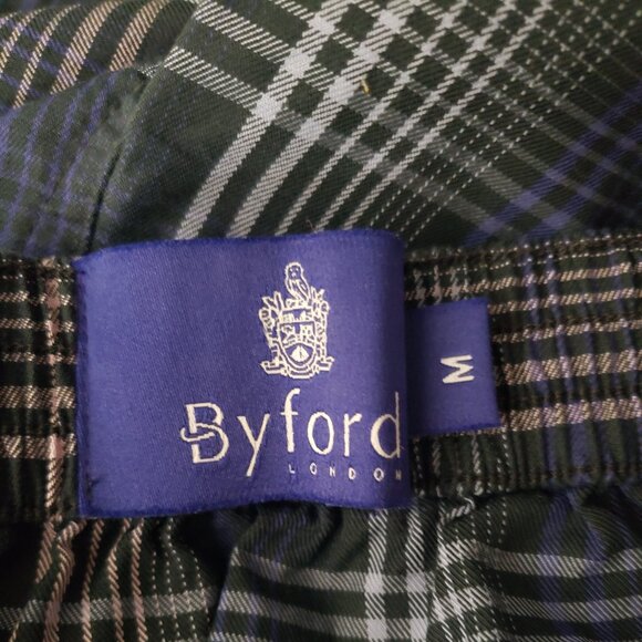 NEW Byford Of London Mens Size M Combed Cotton Blue Plaid Pajama Lounge Pants - Picture 5 of 6